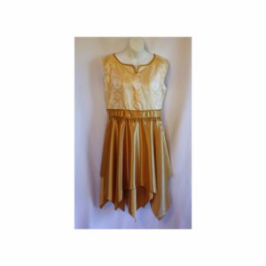 Gold Satin Brocade w/ Double Skirts L - Brocado de satén dorado con faldas dobles L