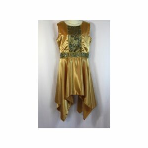 Gold/Hunter Green Sleeveless Miriam's Overlay w/Lace accents - Vestido sin mangas Miriam's Overlay dorado/verde cazador con detalles de encaje