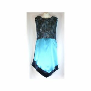 Turquoise/Navy w/Print Apron - Turquesa/azul marino con estampado frontal