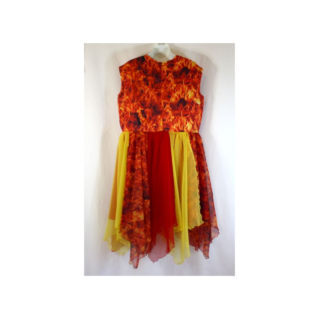 Fire Overlay w/Sheer & Satin double skirts - Superposición con estampado de llamas y doble falda de tejido transparente y satén. - Image 2