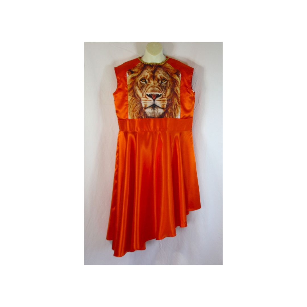 Lion Face Satin Dance Overlay - Sobrecapa de satén para danza con diseño de cara de león - Image 5