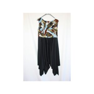 Blue Camo w/Black Knit Hankie Hem Skirt - Falda con estampado de camuflaje azul y punto negro, con bajo asimétrico