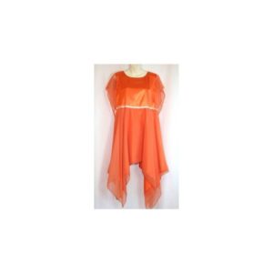 Orange Satin Sheer Overlay w/ Sleevelets M 35" bust - Capa superpuesta de satén naranja semitransparente con manguitos, talla M (busto de 35 pulgadas)