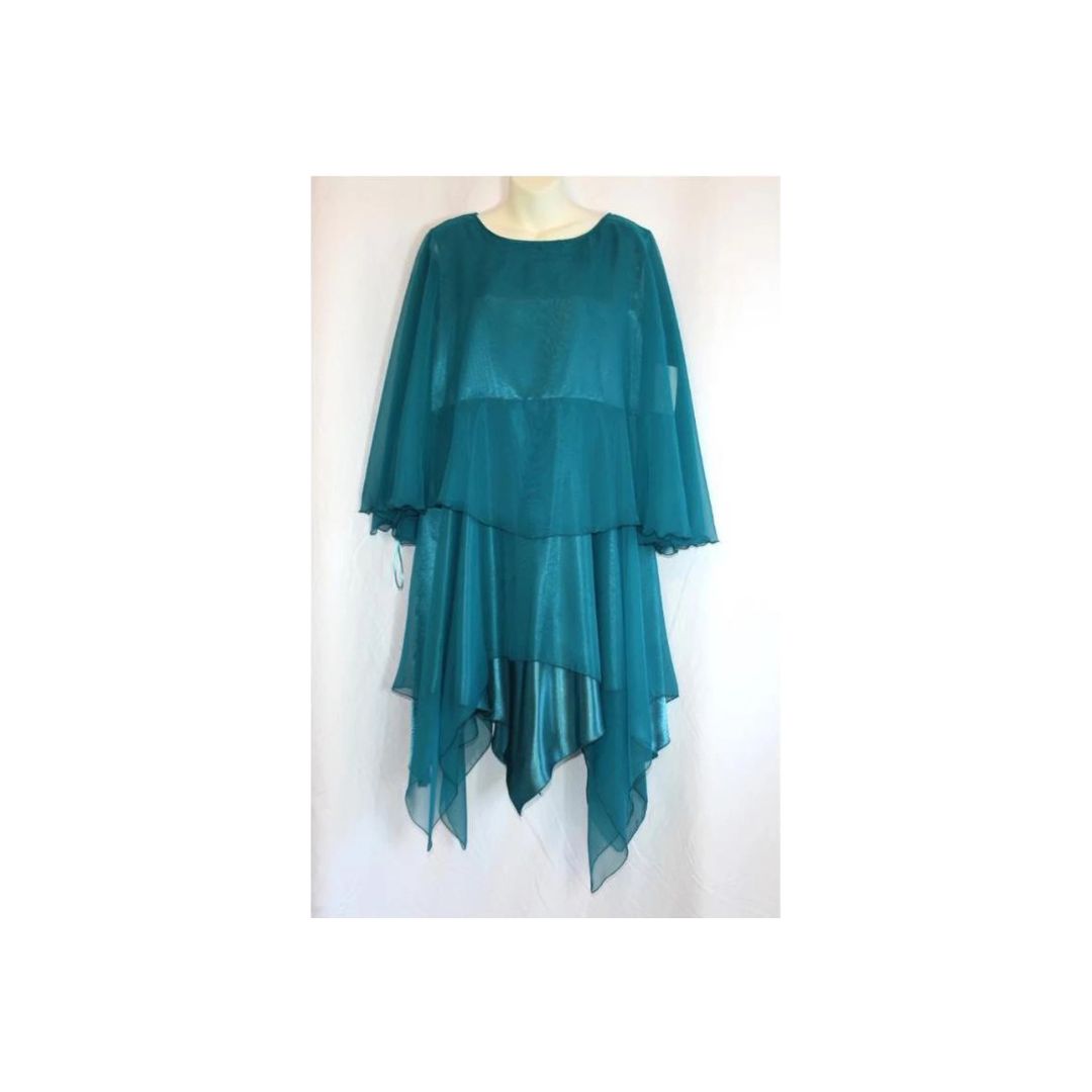Teal Angel Wing Cape Overlay - Capa superpuesta con diseño de alas de ángel en color turquesa